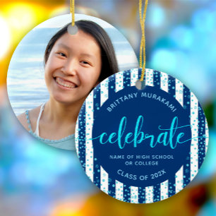 Adorno De Cerámica Recuerdo de graduación de la Marina con guión y br