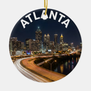 Adorno De Cerámica Recuerdo de la silueta de Atlanta Georgia, luces d