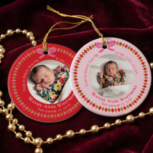 Adorno De Cerámica Recuerdo de nacimiento de bebé personalizado rosa