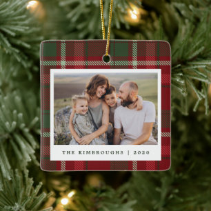Adorno De Cerámica Recuerdo de Navidad con Foto de Cuadros Escoceses