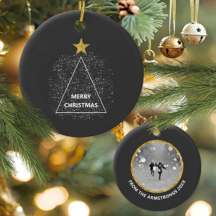 Adorno De Cerámica Recuerdo de Navidad con Foto de Estrella Minimalis