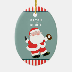 Adorno De Cerámica Recuerdo de Navidad de béisbol