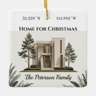 Adorno De Cerámica Recuerdo de Navidad en Casa Foto con Letra Moderna
