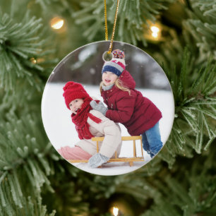 Adorno De Cerámica Recuerdo de Navidad para Nietos con Dos Fotos de F