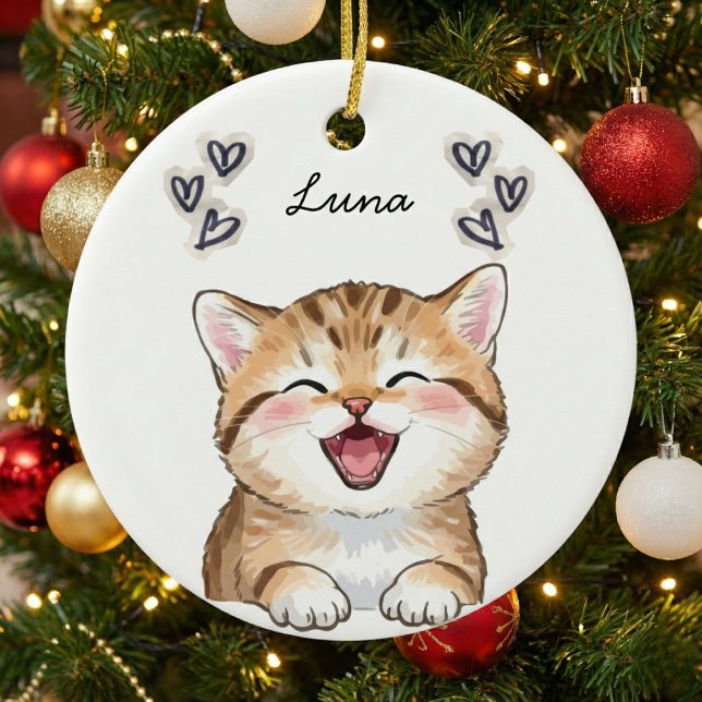 Adorno De Cerámica Recuerdo de nombre de foto de gato personalizada (Subido por el creador)