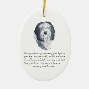 Adorno De Cerámica Recuerdo de Old English Sheepdog - Hembra