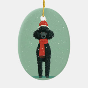 Adorno De Cerámica Recuerdo de vacaciones de Caniche Negro