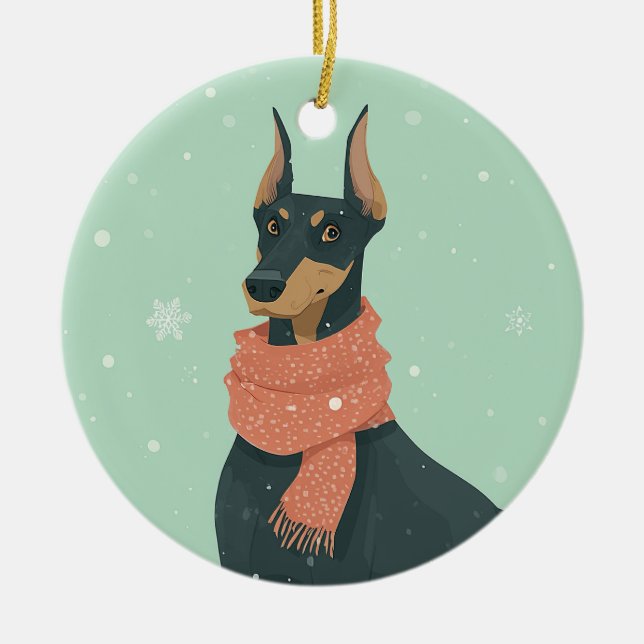 Adorno De Cerámica Recuerdo de vacaciones de Doberman (Frente)