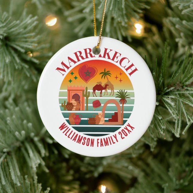 Adorno De Cerámica Recuerdo de vacaciones en Marruecos para familias  (Árbol)