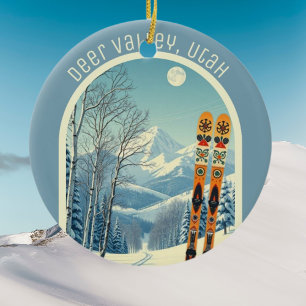 Adorno De Cerámica Recuerdo del área de esquí Deer Valley Utah