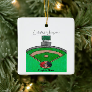 Adorno De Cerámica Recuerdo del equipo de campo de béisbol de Coopers
