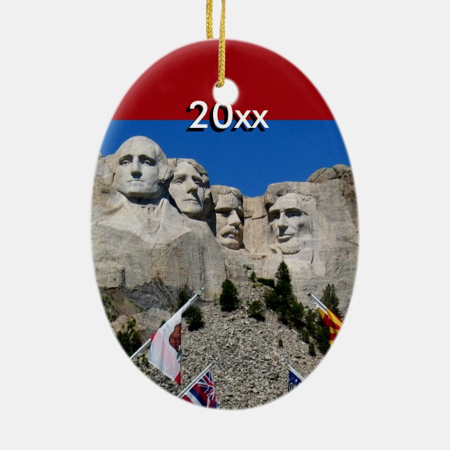 Adorno De Cerámica Recuerdo del Mt Rushmore del personalizable (Atrás)