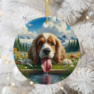 Adorno De Cerámica Recuerdo Encantador del Cocker Spaniel