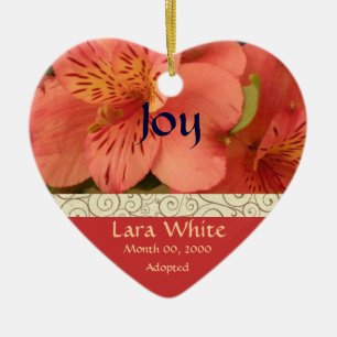 Adorno De Cerámica Recuerdo floral de la invitación de la adopción
