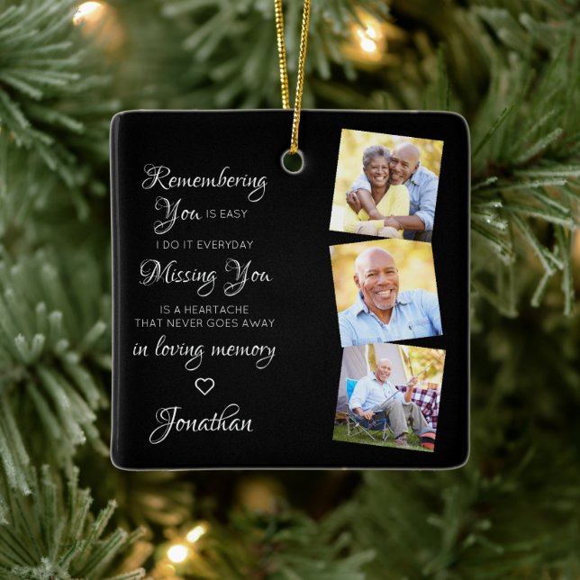 Adorno De Cerámica Recuerdo fotográfico personalizado de 3 conmemorac (Árbol)