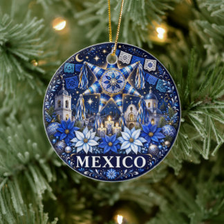 Adorno De Cerámica Recuerdo Navideño Escénico de México