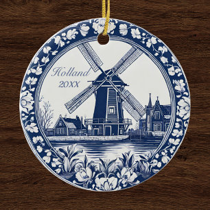 Adorno De Cerámica Recuerdo personalizado de Delft Azul Holanda