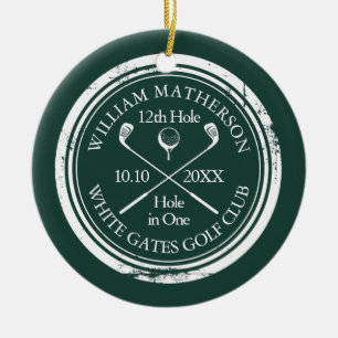 Adorno De Cerámica Recuerdo Personalizado de Golf Hoyo en Uno Esmeral