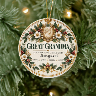 Adorno De Cerámica Recuerdo personalizado de Navidad para bisabuela
