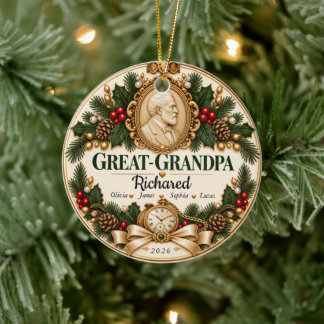 Adorno De Cerámica Recuerdo personalizado de Navidad para bisabuelo