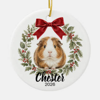 Adorno De Cerámica Recuerdo personalizado de Navidad para cobaya