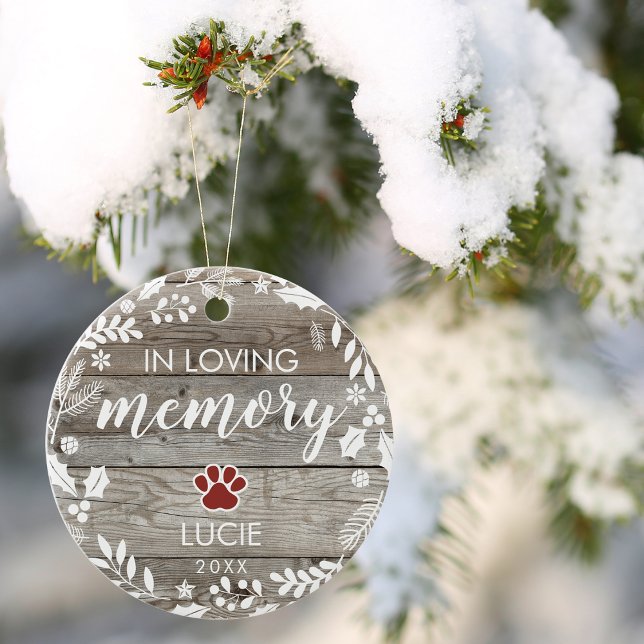 Adorno De Cerámica Recuerdo Rústico Foto Memorial PET (Rustic In Loving Memory PET Memorial Photo Ceramic Ornament)