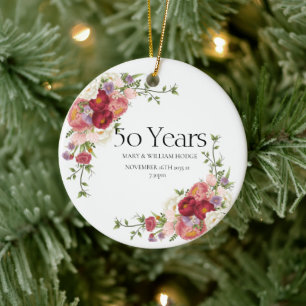 Adorno De Cerámica "Recuerdos de oro: Celebrando 50 años de amor"