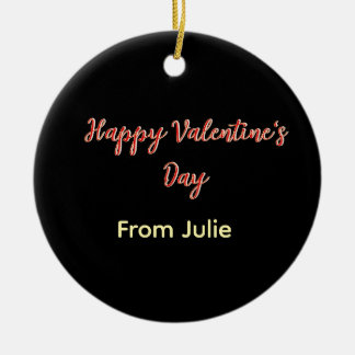 Adorno De Cerámica Red black happy Valentine's day from name stylish