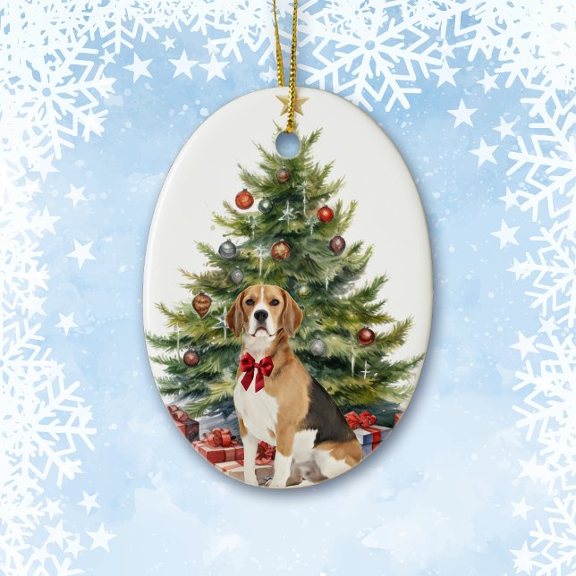 Adorno De Cerámica Red Bow Beagle Hound Dog Navidades (Subido por el creador)