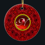 ADORNO DE CERÁMICA RED DAHLIA RUBY MONOGRAM<br><div class="desc">Elegante,  colorida y única joya con un brillante conjunto de piedras preciosas. Modelación y renderización de nodrizas muy precisas en el estudio 3D Max de Bulgan Lumini.Parte de la serie Hyper Talismans.</div>