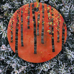 Adorno De Cerámica Red del bosque Birch<br><div class="desc">Un moderno cuadro paisajístico de un bosque de abedules o álamos en ricos tonos rojos,  naranjas y amarillos. Arte original de Nic Squirrell.</div>