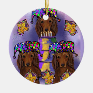 Adorno De Cerámica Red Doxie Carnaval