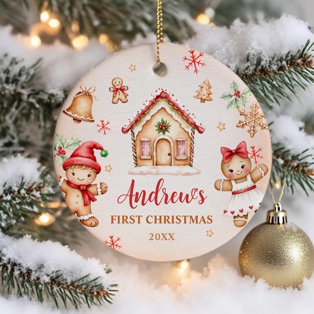 Adorno De Cerámica Red Gingerbread House 1st Birthday Party (Subido por el creador)