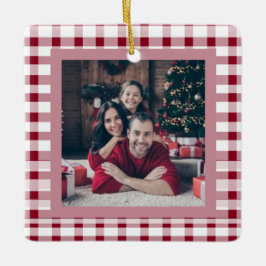 Adorno De Cerámica Red Gingham Elegant Dos Navidades De Fotografía
