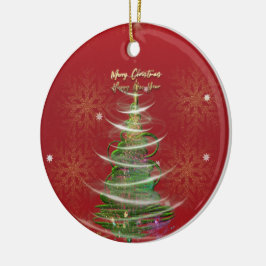 Adorno De Cerámica Red & Gold Snowflake Holiday ceramic ornament