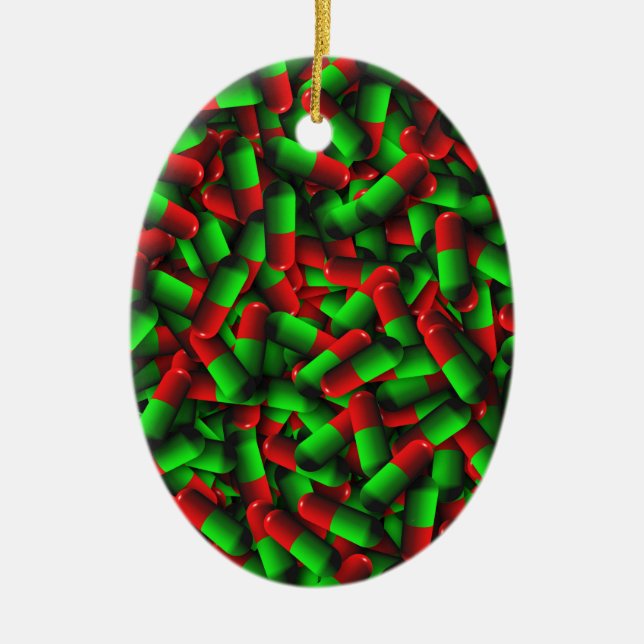 Adorno De Cerámica red green pills drugs (Frente)