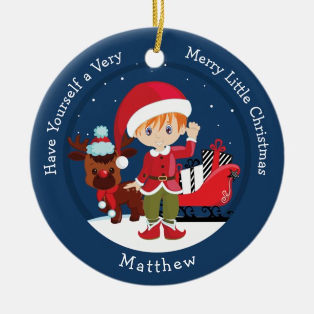 Adorno De Cerámica Red Hair Boy Elf (Frente)