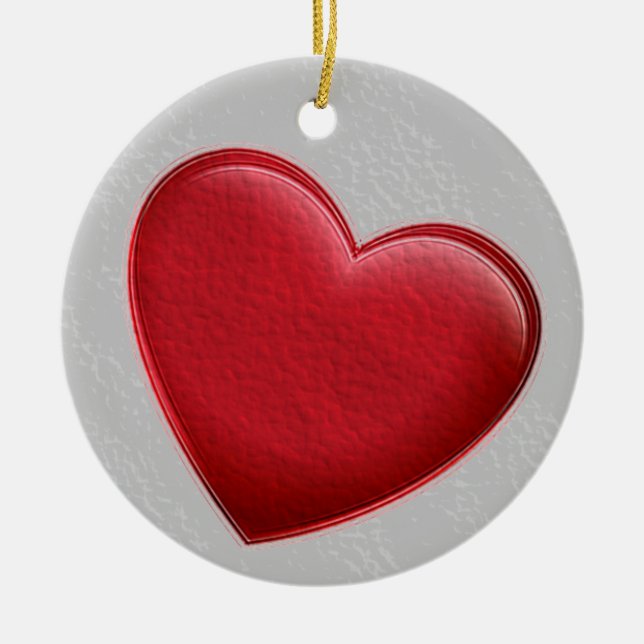 Adorno De Cerámica Red Heart Gray Trendy Love Boda (Frente)