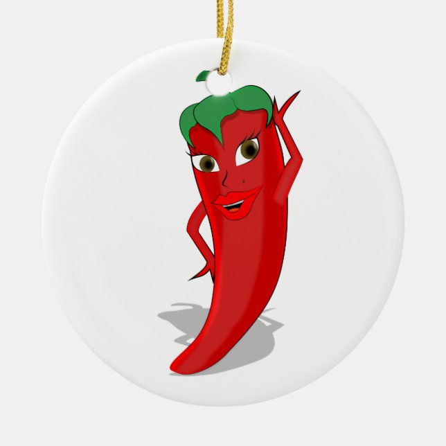 Adorno De Cerámica Red Hot Pepper Diva (Frente)