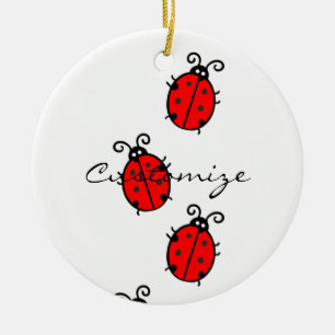 Adorno De Cerámica Red Ladybugs Crawling Thunder_Cove