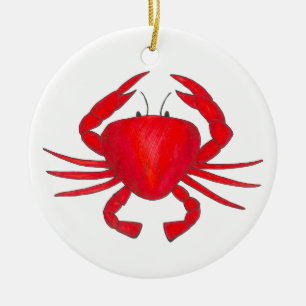 Adorno De Cerámica Red Maryland Hardshell Crab Crustacean Beach