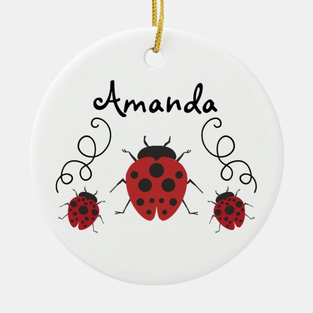 Adorno De Cerámica Red Moderna Ladybug Personalizarla (Frente)
