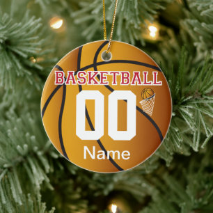 Adorno De Cerámica Red oscura personaliza el baloncesto con número