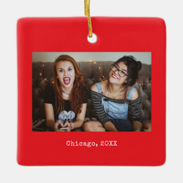 Adorno De Cerámica Red Photo Keepsake Christmas
