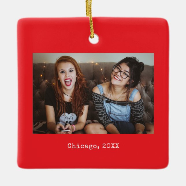 Adorno De Cerámica Red Photo Keepsake Christmas (Anverso)