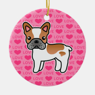 Adorno De Cerámica Red Piebald Personalizado Bulldog francés amor