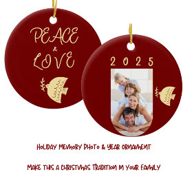 Adorno De Cerámica Red profunda, Navidades de mantequilla amarilla y