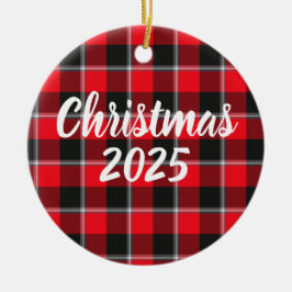 Adorno De Cerámica Red Ribbon and Heavy Metal Plaid