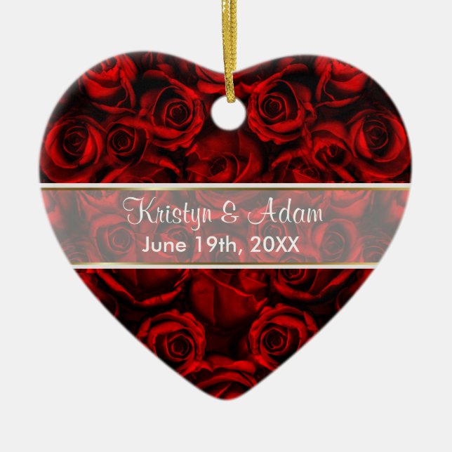 Adorno De Cerámica Red Rose Elegance - Personalizar (Frente)