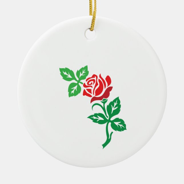 Adorno De Cerámica Red Rose Flower Design – Classic Floral Beauty (Frente)